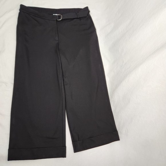 J. Jill Minimalist PONTE Belted Full Leg Cropped Black Pants Size LP LIKE NEW! - Picture 3 of 16